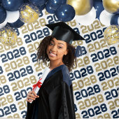 Navy & Gold ANY Class Jaar Afstuderen Achtergrond Wandkleed