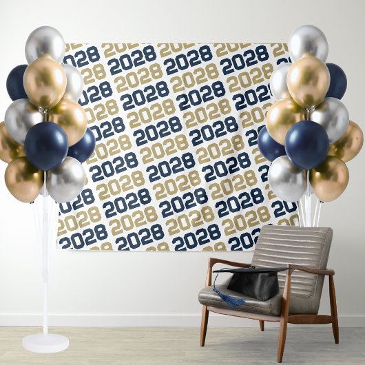 Navy & Gold ANY Class Jaar Afstuderen Achtergrond Wandkleed