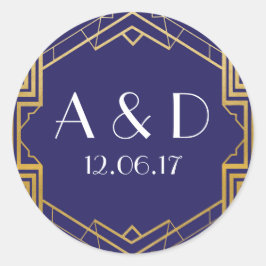 Navy & Gold Art Deco 1920's Ronde Stickers Label