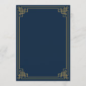 Navy Gold Art Deco 80th Birthday Dinner Party Menu (Achterkant)