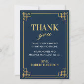 Navy Gold Art Deco 80th Birthday Thank You Card Bedankkaart (Voorkant)