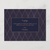 Navy Gold Art Deco - Aangepast gemaakt als eervol  Uitnodiging Briefkaart (Achterkant)