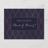 Navy Gold Art Deco - Aangepast gemaakt als eervol  Uitnodiging Briefkaart (Voorkant)