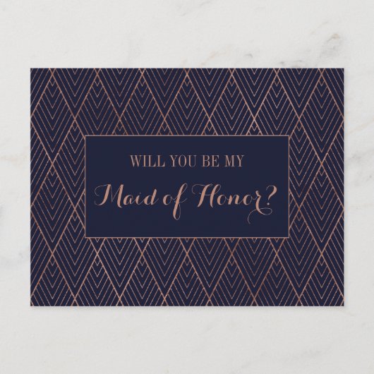 Navy Gold Art Deco - Aangepast gemaakt als eervol  Uitnodiging Briefkaart (Voorkant)