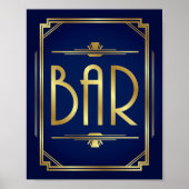 Navy Gold Art Deco BAR Print (Voorkant)