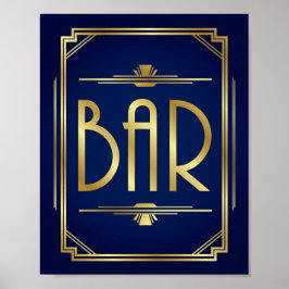 Navy Gold Art Deco BAR Print