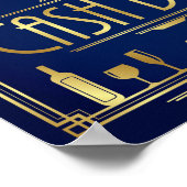 Navy Gold Art Deco CASH BAR Print (Hoek)