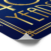 Navy Gold Art Deco CHEERS TOT 40 JAAR Sign Print (Hoek)