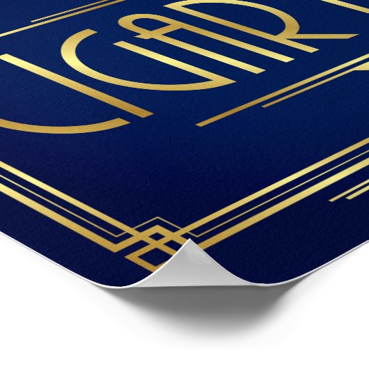 Navy Gold Art Deco CIGAR BAR Print (Hoek)