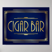 Navy Gold Art Deco CIGAR BAR Print (Voorkant)