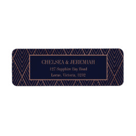 Navy Gold Art Deco Custom Return-adreslabel Etiket