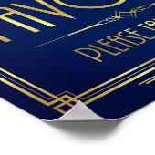 Navy Gold Art Deco FAVOREN maken één gebarentafdru Poster (Hoek)