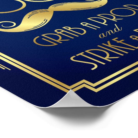 Navy Gold Art Deco FOTO BEIDE Sign Print (Hoek)