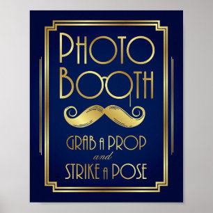 Navy Gold Art Deco FOTO BEIDE Sign Print