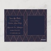Navy Gold Art Deco Foto Save the Date Briefkaart (Achterkant)