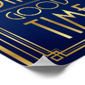 Navy Gold Art Deco heeft een ROEMEND GOED TIME afd Poster (Hoek)