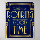 Navy Gold Art Deco heeft een ROEMEND GOED TIME afd Poster (Voorkant)
