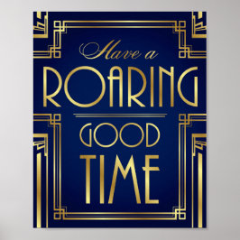 Navy Gold Art Deco heeft een ROEMEND GOED TIME afd Poster