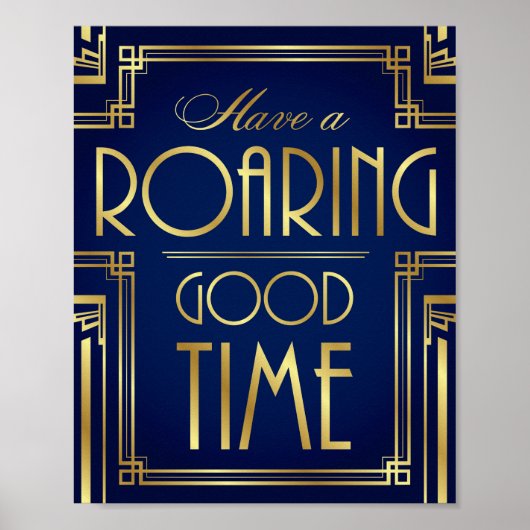 Navy Gold Art Deco heeft een ROEMEND GOED TIME afd Poster (Voorkant)
