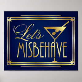 Navy Gold Art Deco LAAT MISBEHEERSSCHEMA afdrukken Poster