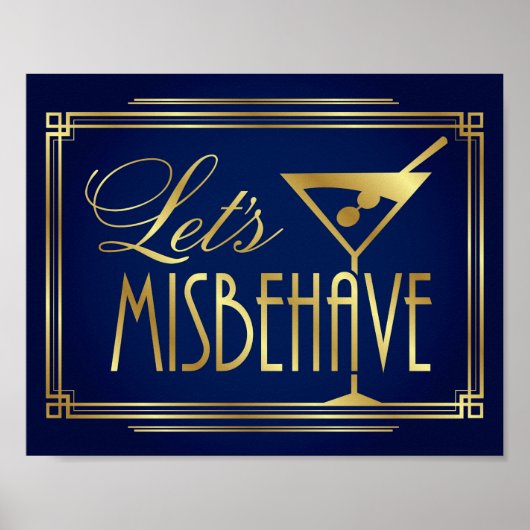 Navy Gold Art Deco LAAT MISBEHEERSSCHEMA afdrukken Poster (Voorkant)