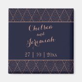 Navy Gold Art Deco Save the Date Magneet (Voorkant)
