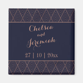 Navy Gold Art Deco Save the Date Magneet