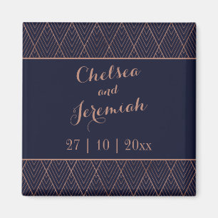 Navy Gold Art Deco Save the Date Magneet