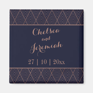 Navy Gold Art Deco Save the Date Magneet