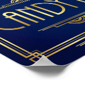 Navy Gold Art Deco SNOEP BAR-teken afdrukken Poster (Hoek)