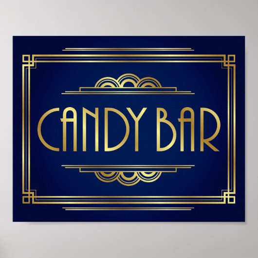 Navy Gold Art Deco SNOEP BAR-teken afdrukken Poster (Voorkant)