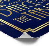 Navy Gold Art Deco TIME VOOR DRINK CHAMPAGNE Print (Hoek)