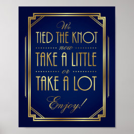 Navy Gold Art Deco WEDDING TREAT Sign Print