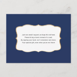Navy Gold Baby shower Boek aanvraag kaart