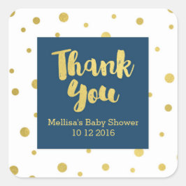 Navy Gold Baby shower Dank u voor de Sticker