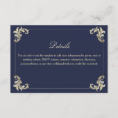 Navy Gold Baroque Wedding Details Informatiekaartje (Voorkant)