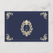 Navy Gold Baroque Wedding Details Informatiekaartje (Achterkant)