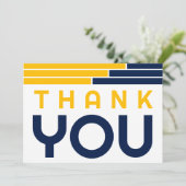 Navy & Gold Bars Afstudeerder Party Dank u Bedankkaart (Staand voorkant)