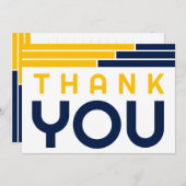 Navy & Gold Bars Afstudeerder Party Dank u Bedankkaart (Voorkant / Achterkant)