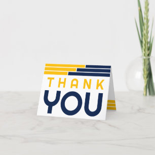 Navy & Gold Bars Afstuderen Dank u Bedankkaart