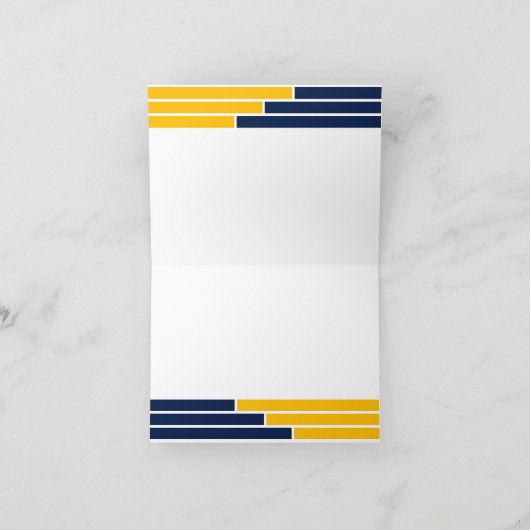 Navy & Gold Bars Afstuderen Dank u Bedankkaart (Binnen)