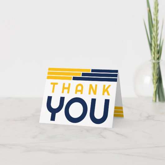 Navy & Gold Bars Afstuderen Dank u Bedankkaart (Voorkant)