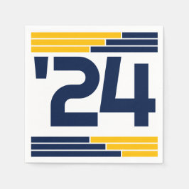 Navy & Gold Bars Klasse van '24 Afstudeerder Party Servet