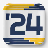 Navy & Gold Bars Klasse van '24 Afstuderen Papieren Bordje (Voorkant)