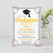 Navy & Gold Baseball Graduy Party Kaart (Staand voorkant)