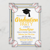 Navy & Gold Baseball Graduy Party Kaart (Voorkant / Achterkant)