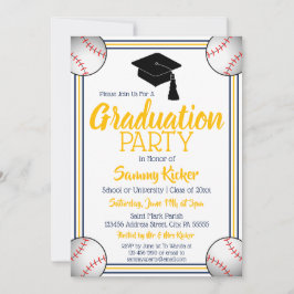 Navy & Gold Baseball Graduy Party Kaart