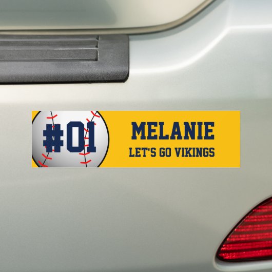 Navy Gold Baseball Team Bumpersticker (Op auto)