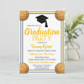 Navy & Gold Basketball Graduy Party Kaart (Staand voorkant)