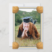 Navy & Gold Basketball Graduy Party Kaart (Achterkant)